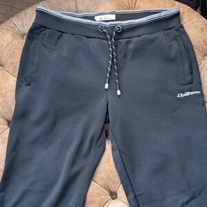 Ben Sherman Raised Rubber Logo Jogger Sz Large Black Zipper Pockets Retail $109